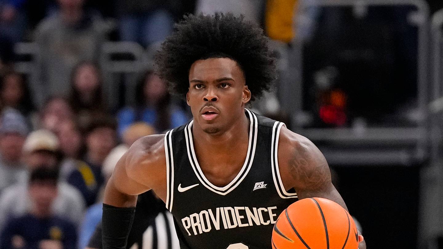 Jan 19, 2026; Milwaukee, Wisconsin, USA;  Providence Friars guard Jaylin Sellers (2) walks the ball up court during the first half against the Marquette Golden Eagles at Fiserv Forum. Mandatory Credit: Jeff Hanisch-Imagn Images