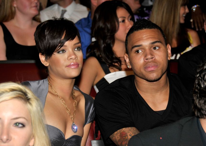 Rihanna and Brown during the 17th annual MTV Movie Awards on June 1, 2008.