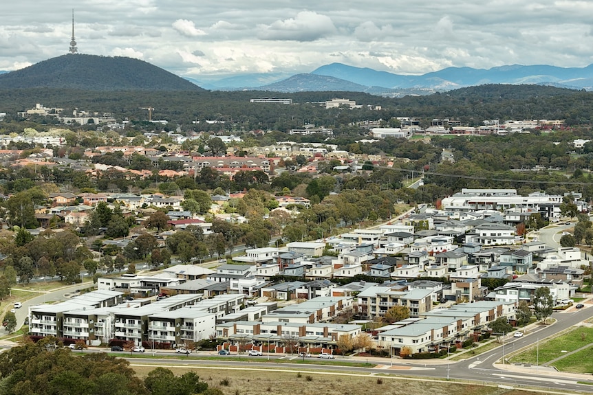 A birds-eye view of a housing development in Canberra. 
