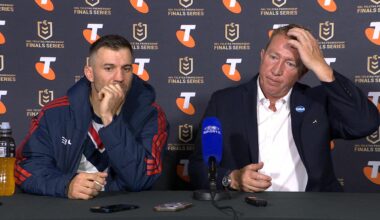 NRL 2026: Roosters coach Trent Robinson questions referee decisions in qualifying final loss to Panthers, press conference, latest news