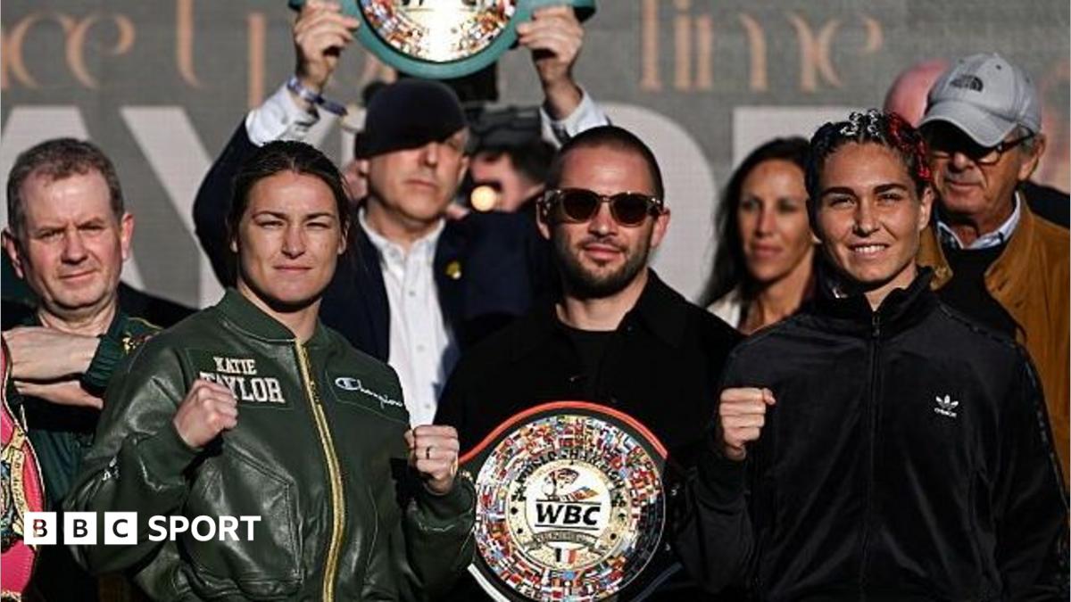 Katie Taylor and Flora Pili after Friday's ceremonial weigh-in