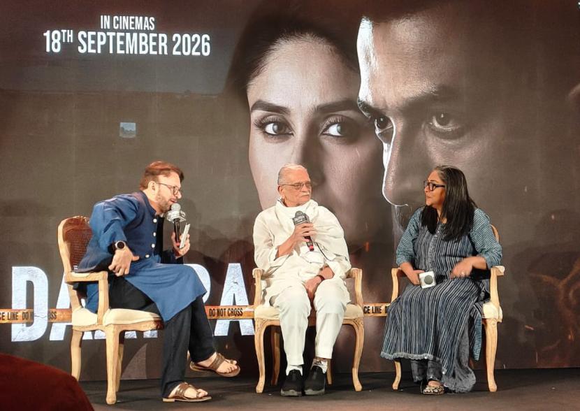 Roshan Abbas with Gulzar and Meghna Gulzar at Daayra's music launch in Mumbai