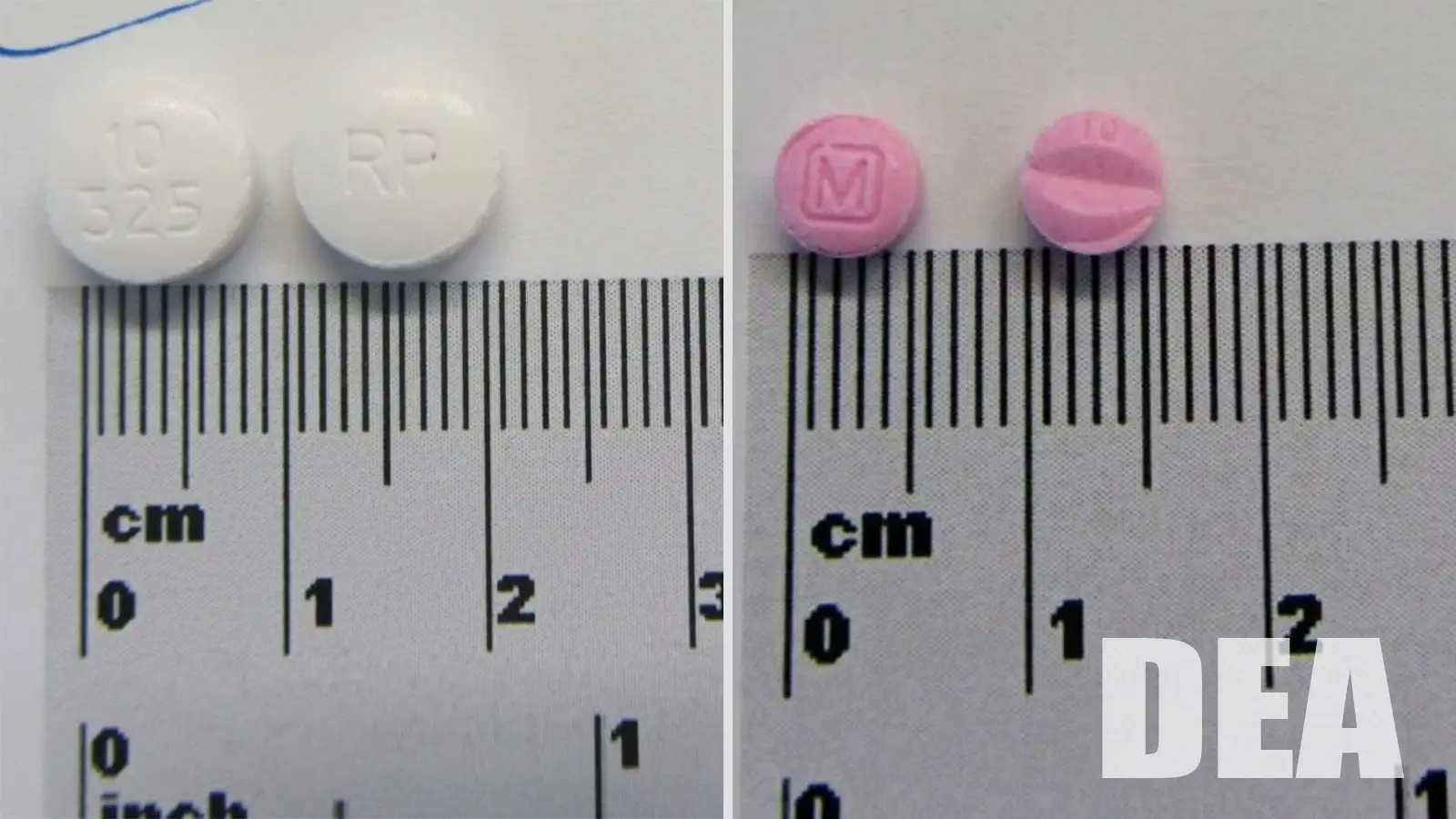 Photos of two diffferent types of cychlorphine tablets.