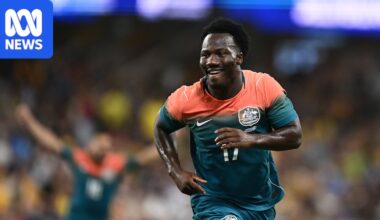 Live updates: Nestory Irankunda free kick helps Socceroos to 1-1 draw with Brazil in Townsville