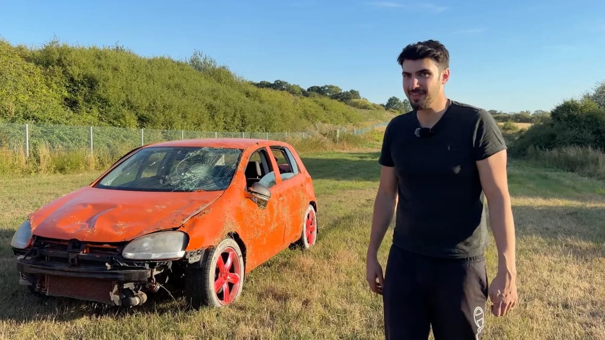 Man puts Volkswagen Golf through punishing 10-stage durability test to see if it's indestructible and takes it to WeBuyAnyCar at the end