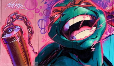 South London street artists and graffiti writers create Teenage Mutant Ninja Turtles artwork in Brixton
