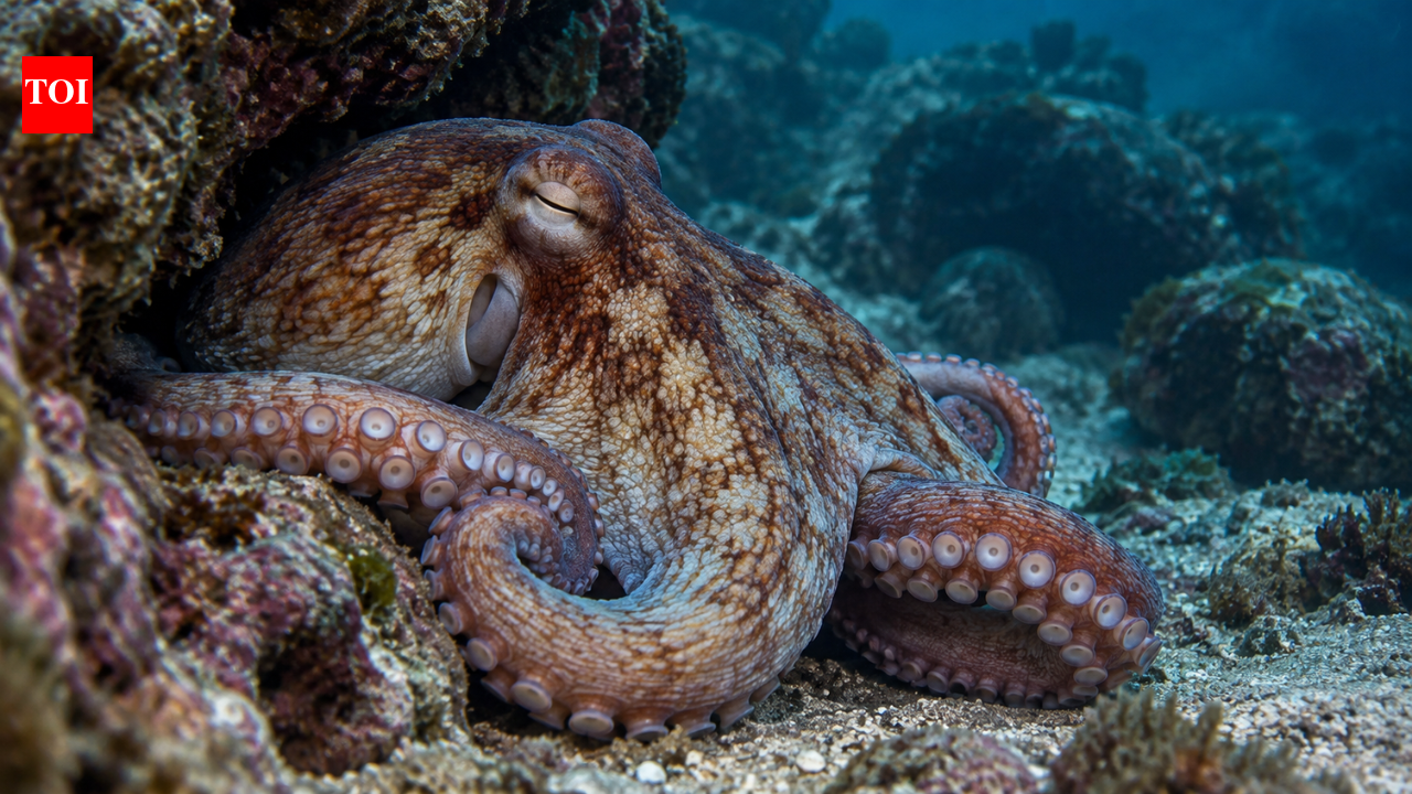 Octopuses change colour in their sleep as their brains become active and their skin shows patterns normally seen while they are awake |