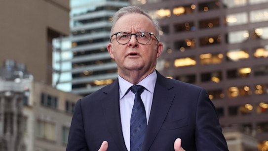 Prime Minister Anthony Albanese speaking to reporters in New York City on Wednesday, AEST.
