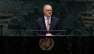 Albanese UN speech: PM takes aim at AI, tells ‘middle powers’ to unite in half-filled UN assembly