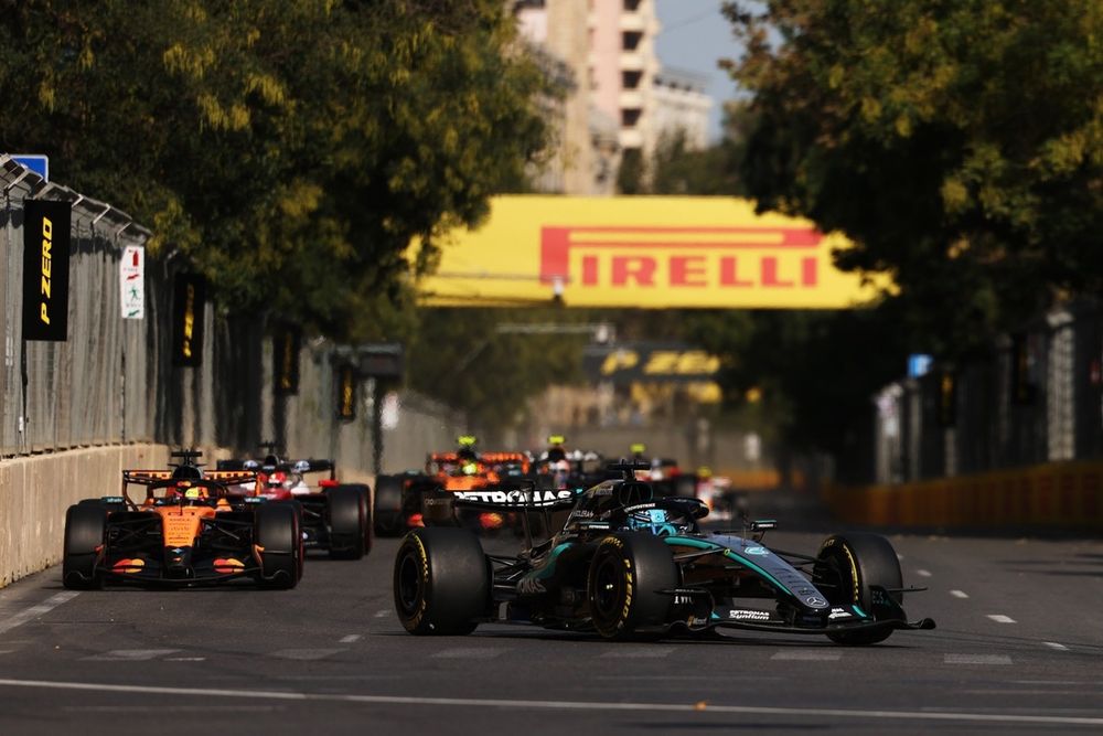 Russell secured pole and victory for Mercedes while McLaren left Baku with zero points