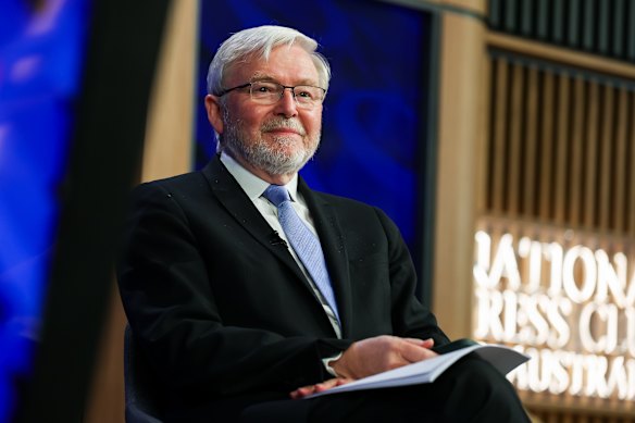  Kevin Rudd, Global CEO of the Asia Society, at the National Press Club of Australia this week.