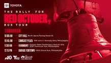 The Phillies Rally Bus hits the road Tuesday ahead of Game 1 of the NL Wild Card series.