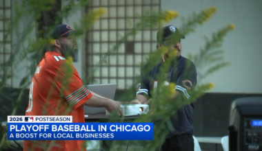Local businesses and fans gear up for MLB playoffs ahead of Chicago Cubs games against Padres, White Sox games against Astros