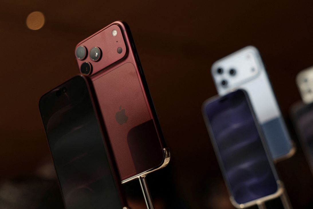 New iPhone 18 Pro and iPhone 18 Pro Max smartphones are on display as the models go on sale at an Apple store in Beijing, China on September 18, 2026.