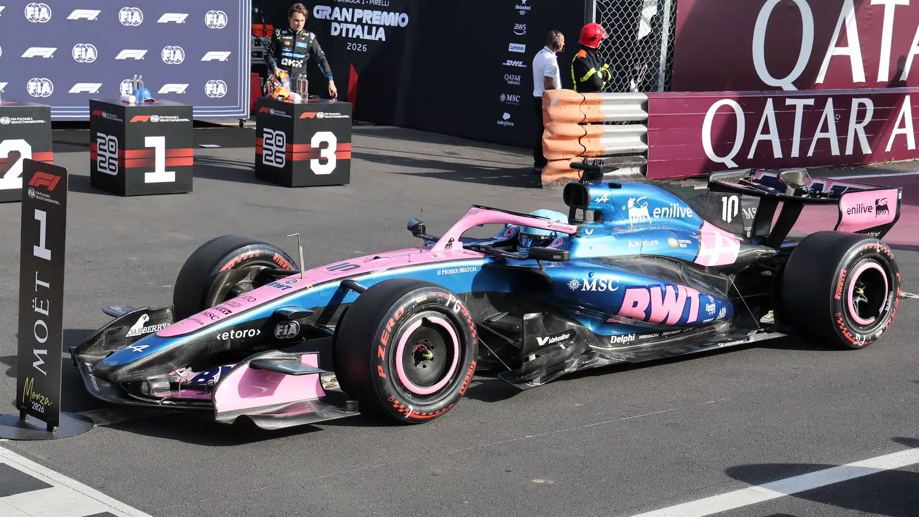 Pierre Gasly (Alpine-Mercedes) in parc ferme after qualifying for the 2026 Italian Grand Prix