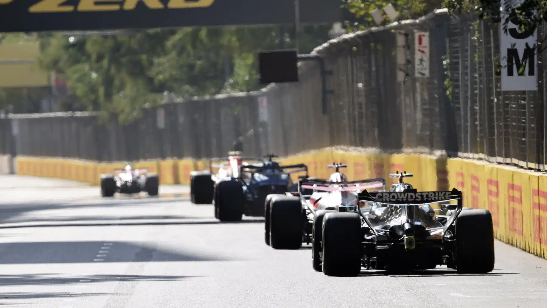 Kimi Antonelli (Mercedes) and others seen from behind during the 2026 Azerbaijan Grand Prix