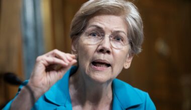 Sen. Elizabeth Warren questions U.S. Trade Representative Jamieson Greer during the Senate Finance Committee hearing titled "The President's 2026 Trade Policy Agenda," in Dirksen building on Wednesday, July 22, 2026.