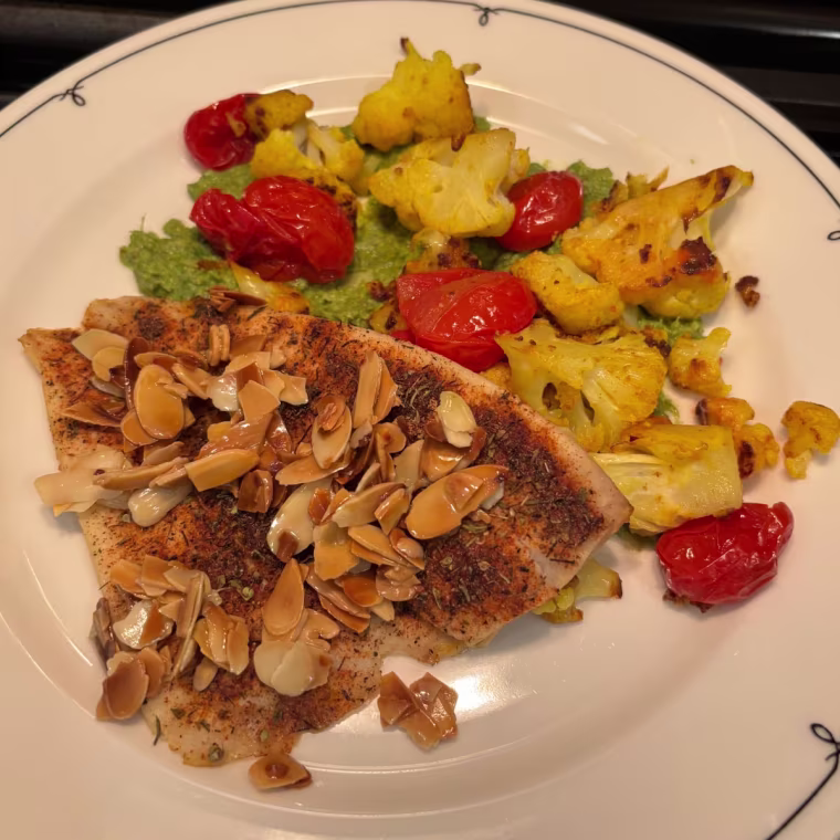 Sunbasket allowed me to choose from many pescatarian-friendly dishes, including blackened sole with turmeric cauliflower and artichoke-spinach dip.
