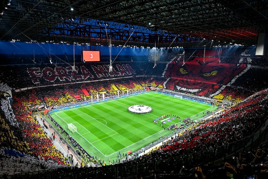 A tifo at the San Siro