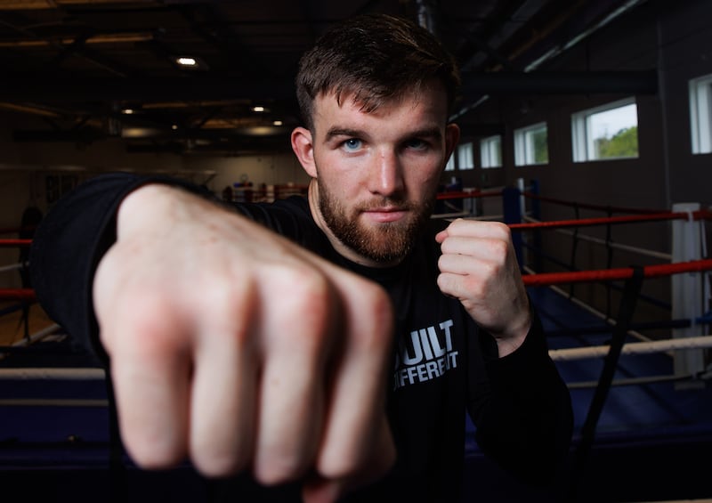 Jack Marley will box for a medal on Tuesday after beating Aryan Panah Saed of the World Boxing Refugee Team. Photograph: Tom Maher/Inpho
