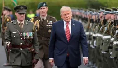 US President Donald Trump at an arrival ceremony in Dublin on Sept 12.