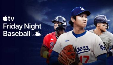 Apple TV friday night baseball promotion with Ronald Acuna Jr, SHohei Ohtani, and Aaron Judge