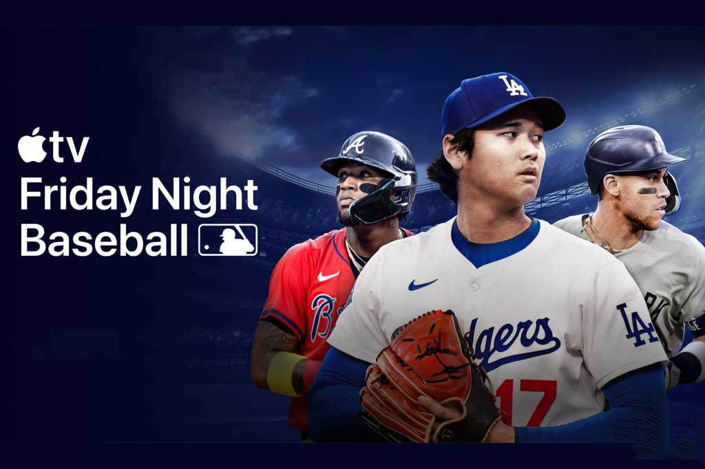Apple TV friday night baseball promotion with Ronald Acuna Jr, SHohei Ohtani, and Aaron Judge