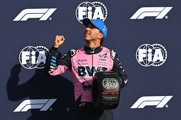 Pierre Gasly celebrates his maiden Formula 1 pole.