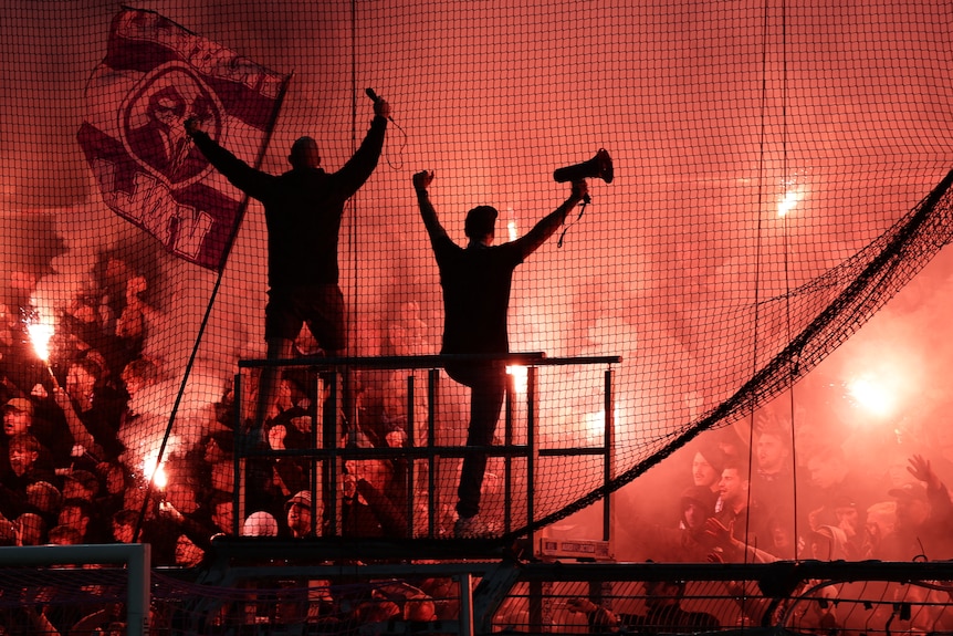 VfL Osnabrück fans set off fireworks