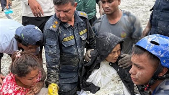 Chandika Shrestha was rescued on Saturday from a mostly buried house.