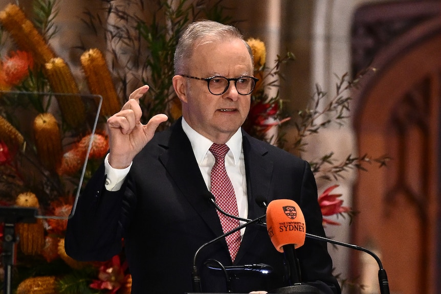 Prime Minister Anthony Albanese delivers a speech titled AI in Australia’s Interests at The University of Sydney.