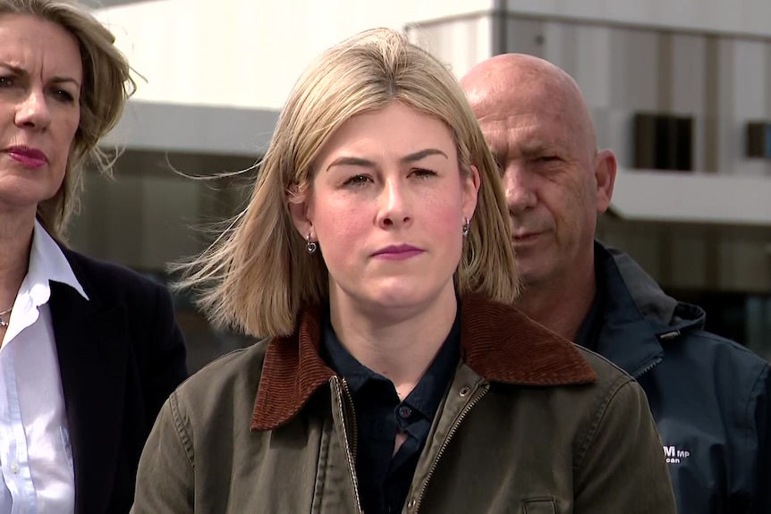 Opposition leader Jess Wilson at a press conference.