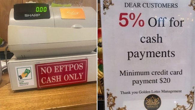 Businesses are getting ready for the card surcharge ban by posting signage for cash discounts.