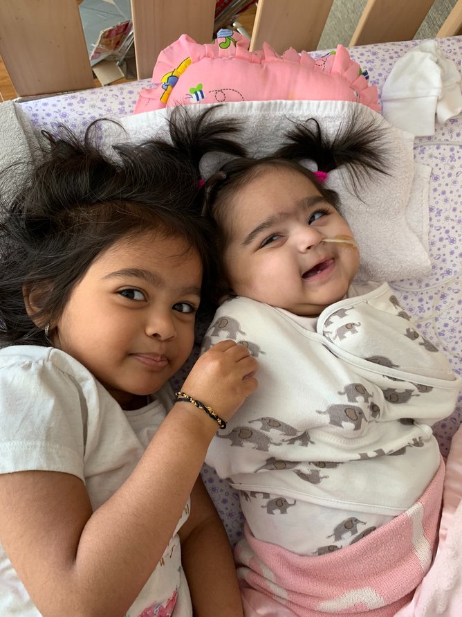 Older sister Mahi and Ziya.