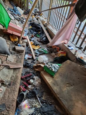 The living quarters under an Auckland bridge of a man who had a stroke.
