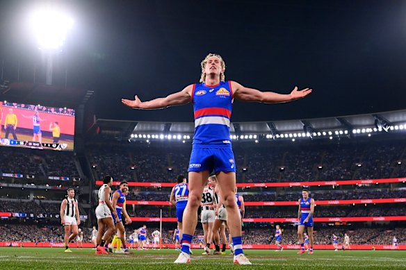 Aaron Naughton was instrumental to the Bulldogs’ win in the wildcard final against Collingwood.