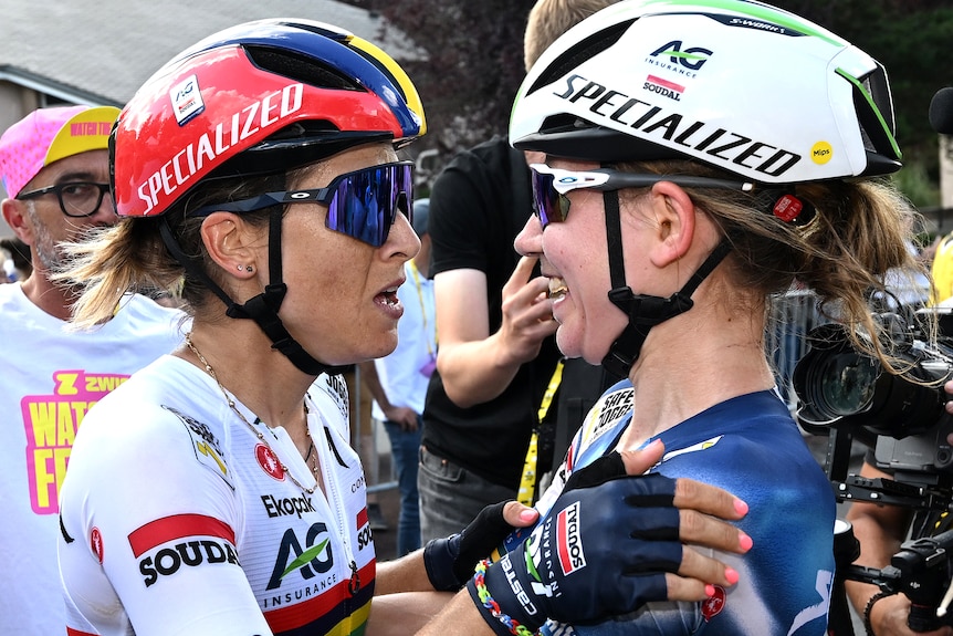 Kim Le Court hugs Sarah Gigante