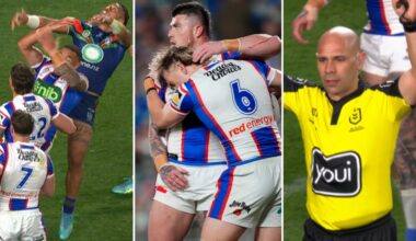 NRL 2026: Newcastle Knights stun Warriors to reach preliminary final, refereeing calls, video, highlights, reaction, press conferences