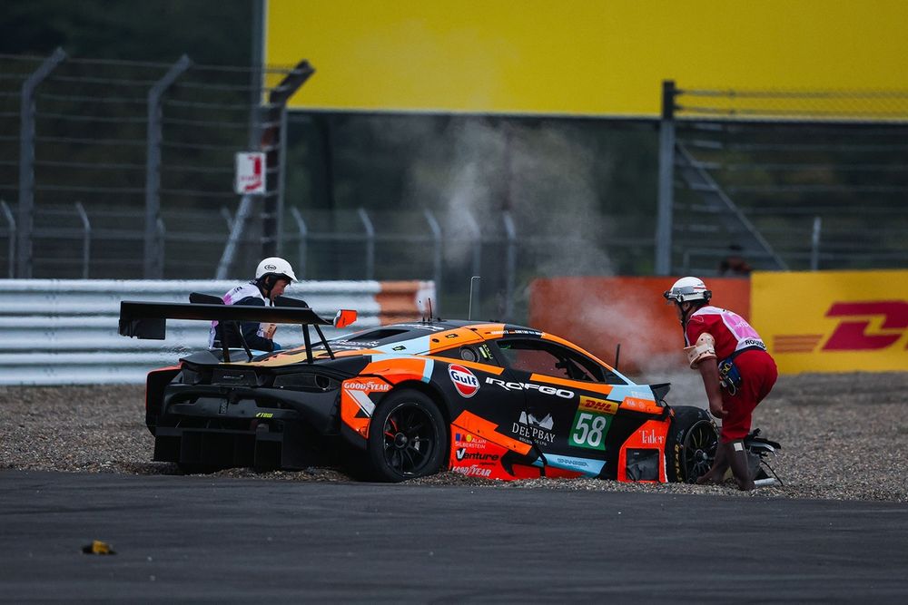 The damage to both the #58 McLaren and the barrier meant for a lengthy safety car period