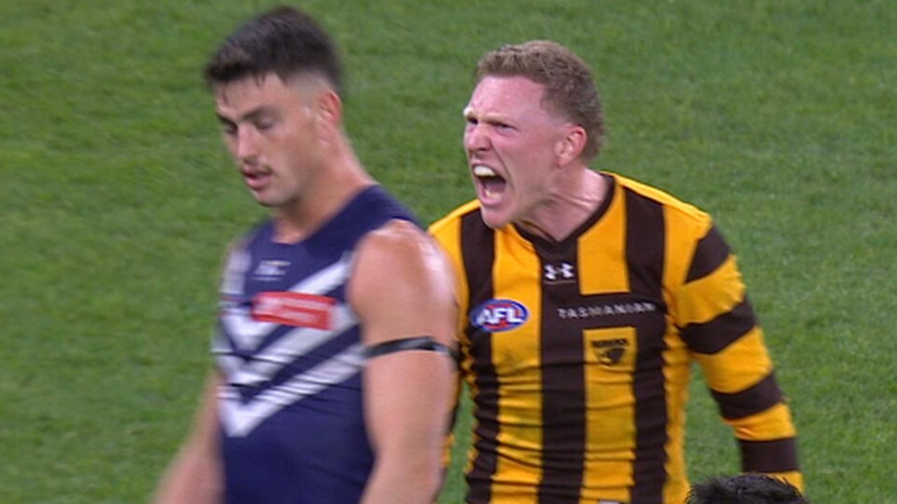 AFL Finals 2026: James Sicily spray to Patrick Voss, video, Hawthorn qualifying final win over Fremantle, latest news