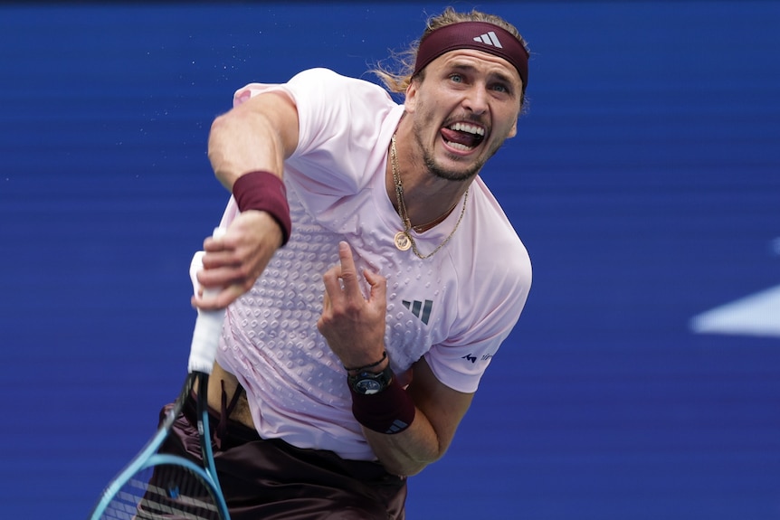 Alex Zverev serves at the US Open.