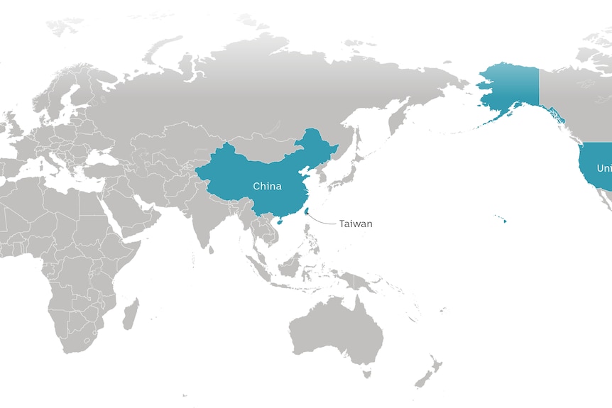 A map showing the Asia Pacific region with Taiwan highlighted.