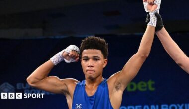 Abdul Burton celebrates winning his European semi-final