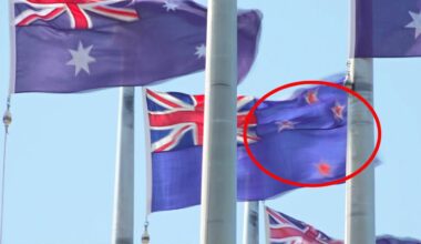 Two New Zealand flags mistakenly raised among 44 Australian flags at Parliament House for Australian National Flag Day