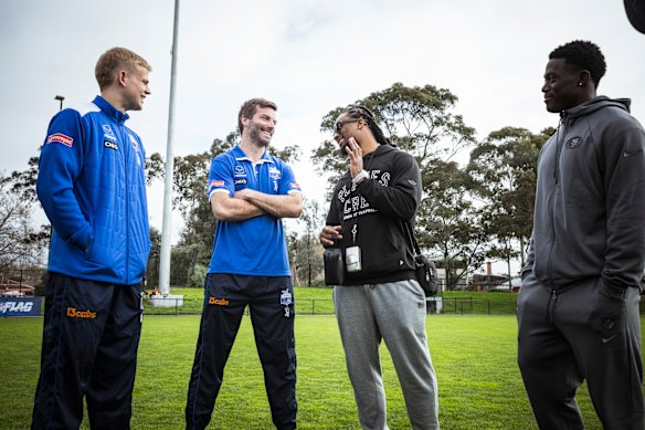 North Melbourne AFL players Jackson Archer and Luke McDonald met  NFL legend Todd Gurley and Malik Mustapha, of the San Francisco 49ers on Sunday