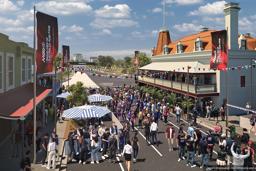 An artistic impression of Adelaide's eastern parklands following changes for the MotoGP.