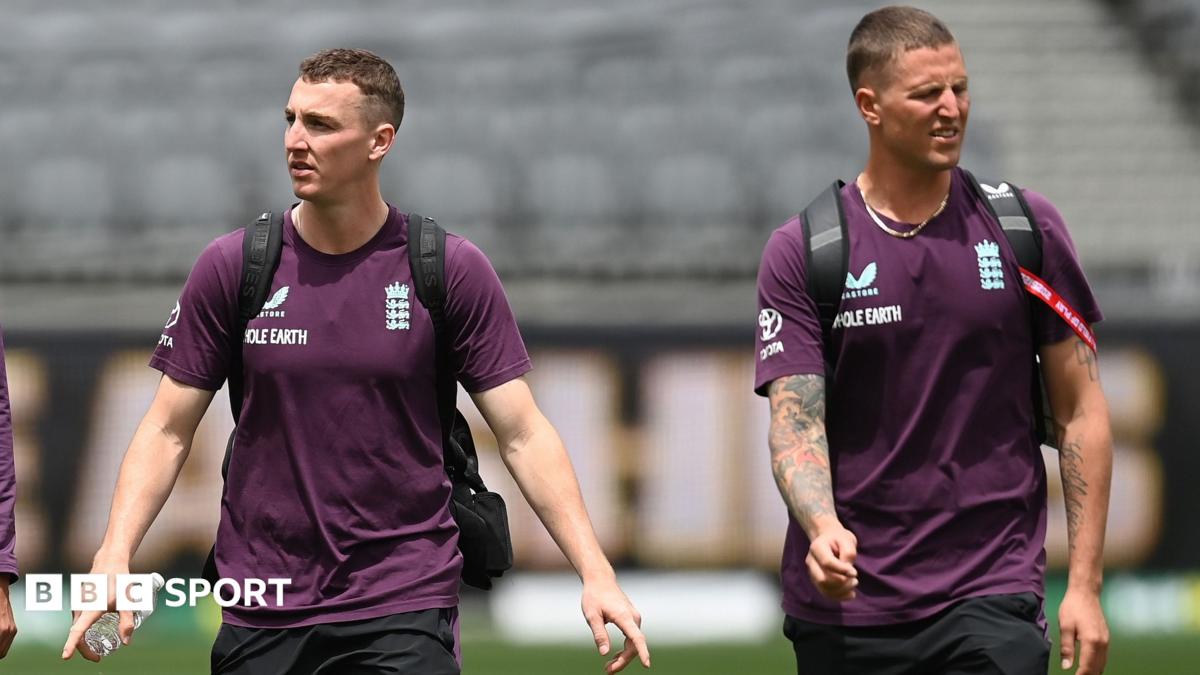 Harry Brook and Brydon Carse after a training session while playing for England