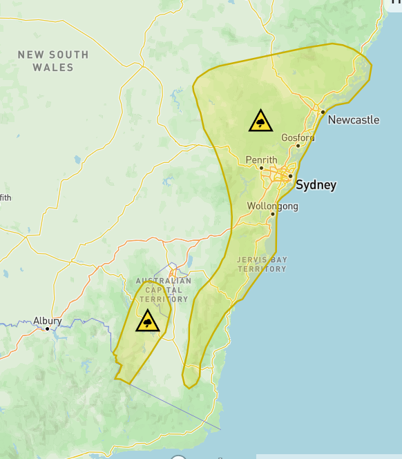 A severe weather alert has been issued for Sydney