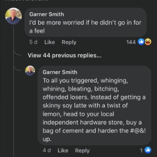 A screen shot showing comments on Facebook