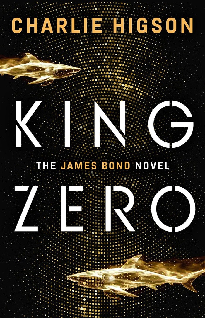817F3nWqabL._SL1500_ Cover of King Zero which is black with gold dots. There's a couple of gold sharks around.